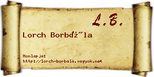 Lorch Borbála névjegykártya